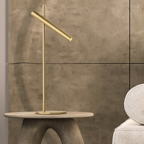 Lampada da tavolo led design moderna oro spazzolato sniper perenz