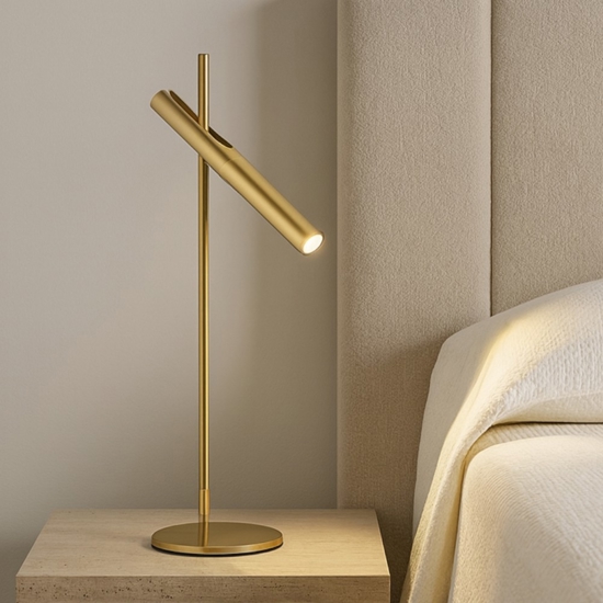 Lampada da tavolo led design moderna oro spazzolato sniper perenz
