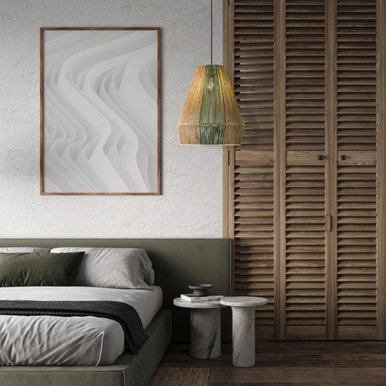 Lampadario rattan in corda sabbia e verde