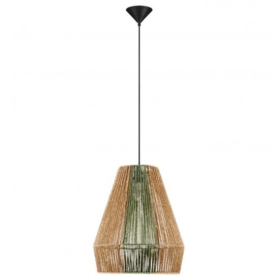 Lampadario rattan in corda sabbia e verde