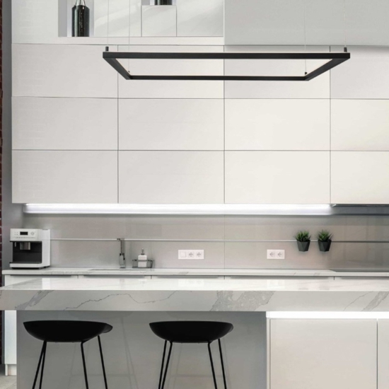 Lampadario quadrato 100cm nero moderno led 50w 3000k dimmerabile