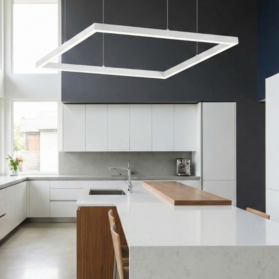 Ideal lux oracle slim sp d090 square lampadario design bianco led 51w 3000k