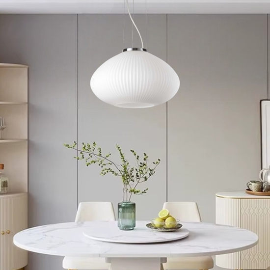 Plisse sp1 d35 ideal lux cromo lampadario vetro bianco