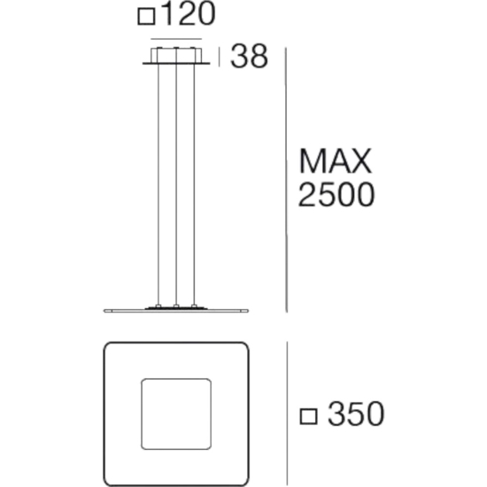 Aruba linea light lampadario led 19w 3000k cromo