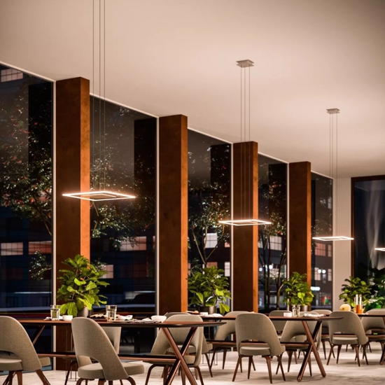 Lampadario moderno led 38w 3000k oro linea light aruba