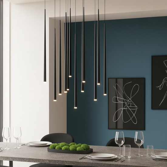 Lampadario nero design pendenti led per soggiorno moderno