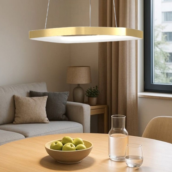 Lampadario moderno oro led 3000k dimmerabile per soggiorno