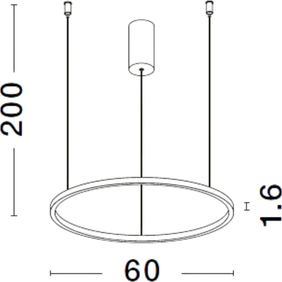 Lampadario cerchio nero 60cm led 37w 3000k moderno