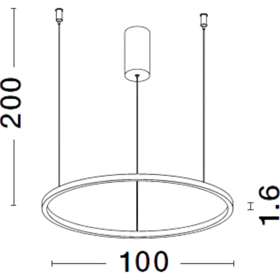 Lampadario moderno cerchio 100cm nero led 59w 3000k dimmerabile