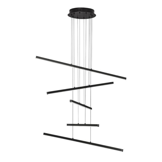 Lampadario design moderno per salotto led 3200k bacchette nero