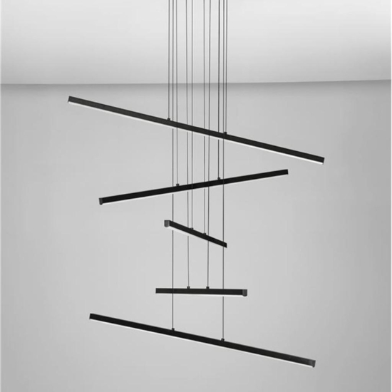 Lampadario design moderno per salotto led 3200k bacchette nero