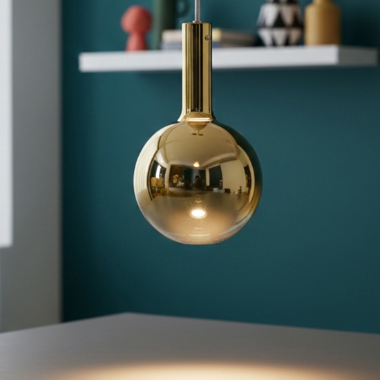 Lampada a sospensione sfera di vetro oro led 6w 3000k