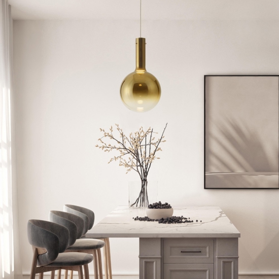 Lampada a sospensione sfera di vetro oro led 6w 3000k