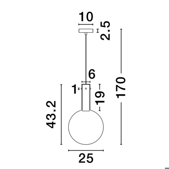 Lampada a sospensione sfera di vetro oro led 6w 3000k