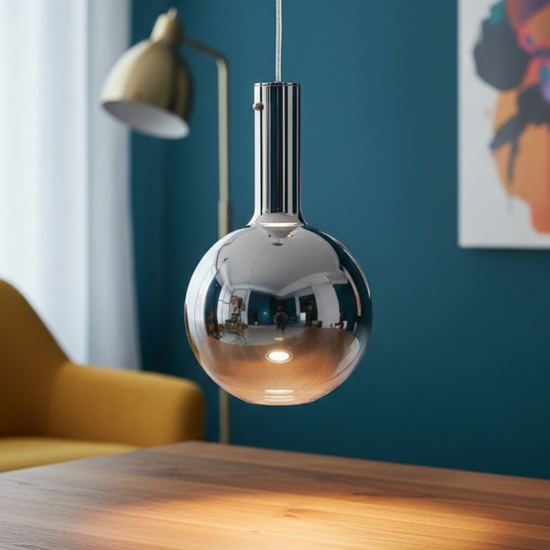 Lampada sospensione sfera di vetro fume led 6w 3000k moderna