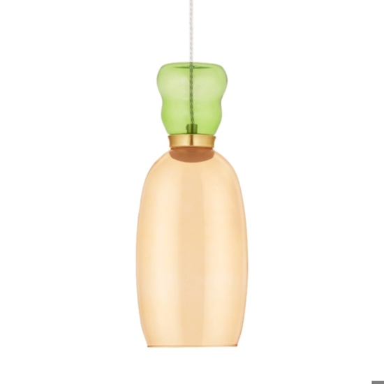 Lampada oro moderna sospensione vetro giallo verde da comodino