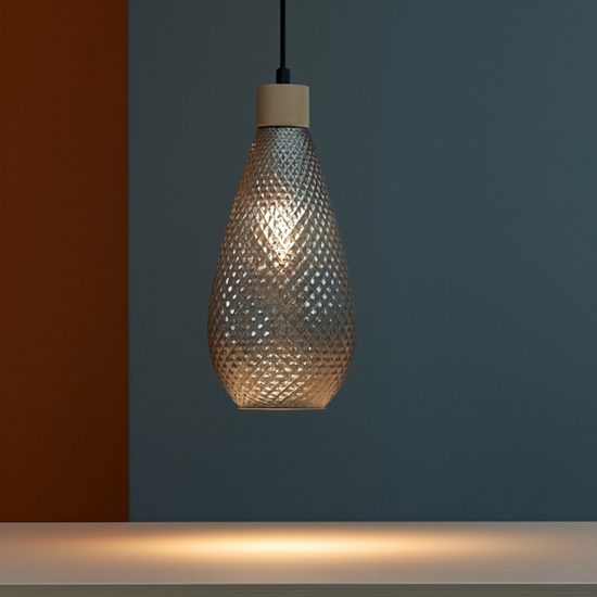 Ideal lux bergen-2 sp1 lampada sospensione vetro decorato fume