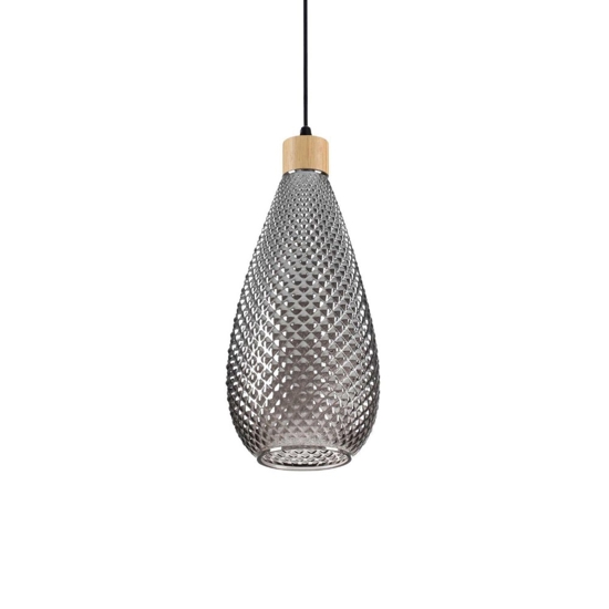Ideal lux bergen-2 sp1 lampada sospensione vetro decorato fume