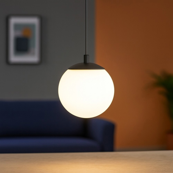 Ego ideal lux lampada a sospensione nera sfera vetro per binario monofase led 3000k