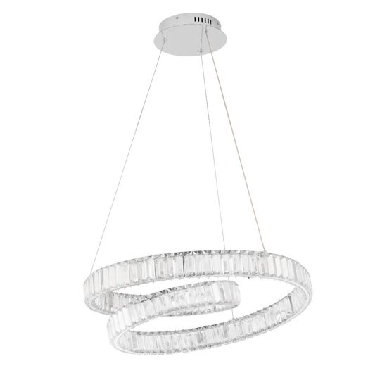 Lampadario spirale cristallo cromo per salotto led 50w 3500k