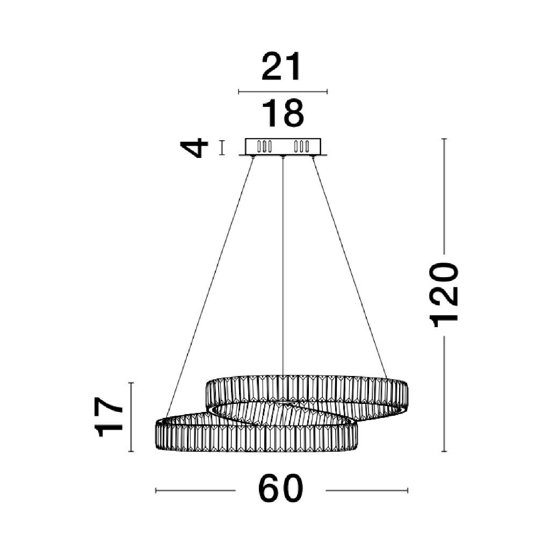 Lampadario spirale cristallo cromo per salotto led 50w 3500k