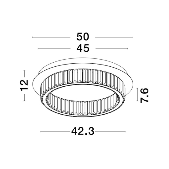 Plafoniera contemporana 50cm cromo e cristalli led 3500k dimmerabile