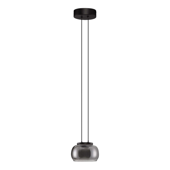 Lampada a sospensione sfera vetro fume led 9w 3000k per bagno