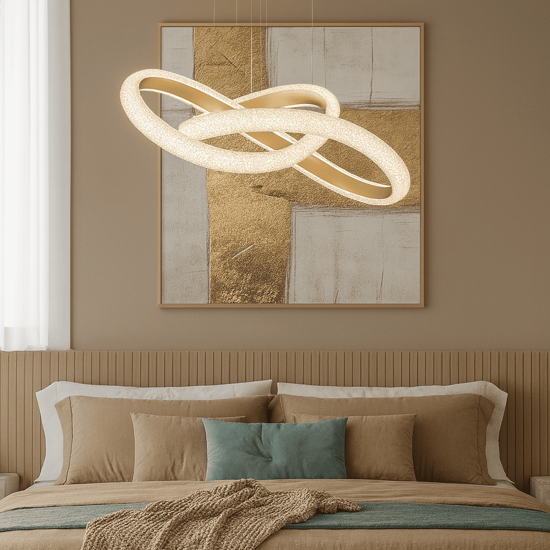 Lampadario per camera da letto oro led 3000k dimmerabile
