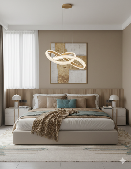 Lampadario per camera da letto oro led 3000k dimmerabile