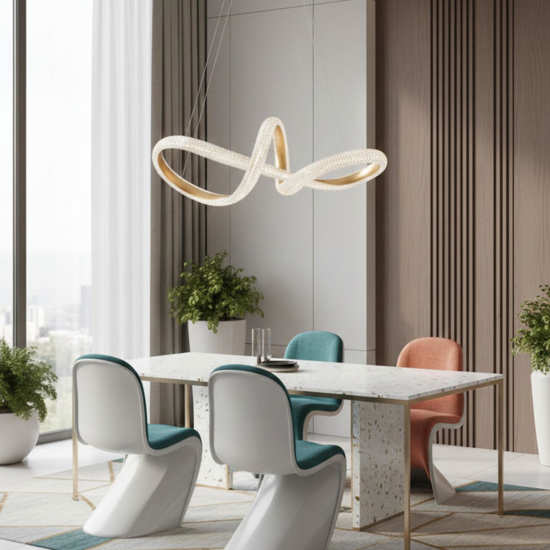 Lampadario per salotto oro led 3000k dimmerabile elegante