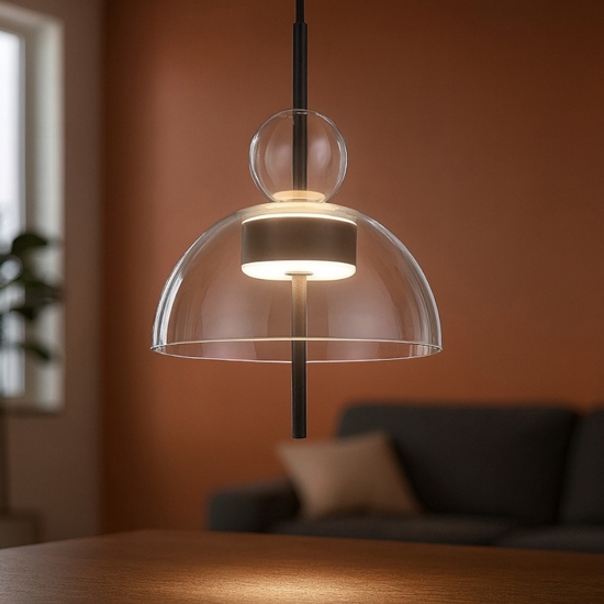 Maytoni bangkok lampada a sospensione led 12w 3000k paralume in vetro