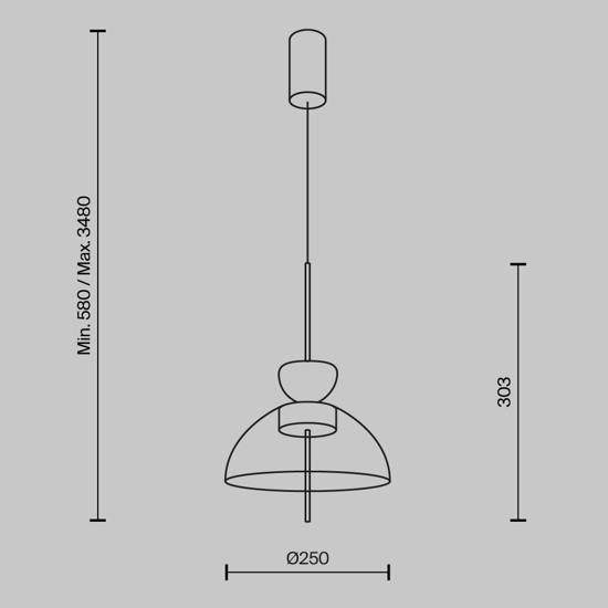 Maytoni bangkok lampada a sospensione led 12w 3000k portalampada in vetro