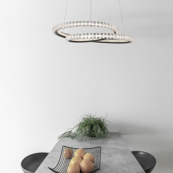 Lampadario moderno per salotto nero led 45w 3000k dimmerabile