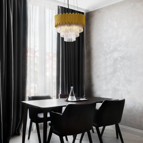 Lampadario contemporaneo con cristalli 40 cm oro design