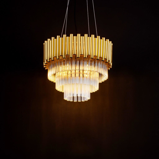 Lampadario contemporaneo con cristalli 40 cm oro design