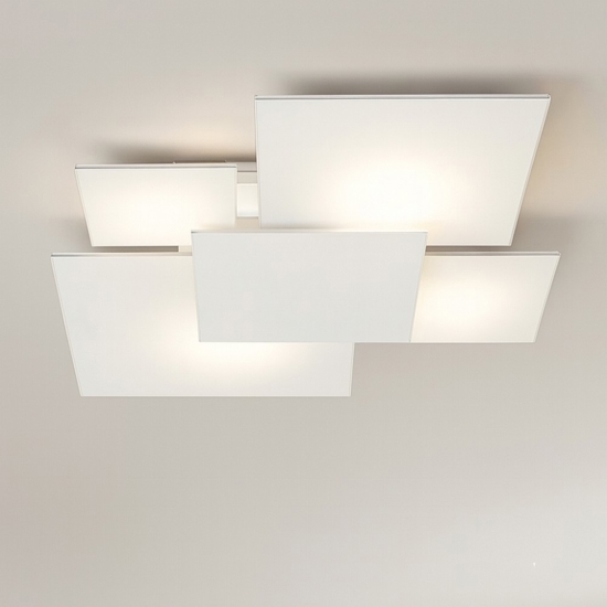 Plafoniera moderna per cucina vetro e placca bianco rettangolare