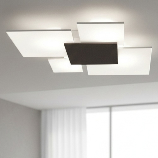 Plafoniera moderna vetri rettangolare bianco marrone per camera da letto