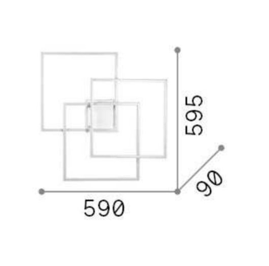 Frame pl quadrato bianco ideal lux plafoniera led 35w 3000k