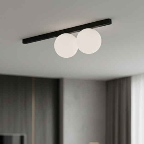 Binomio pl2 ideal lux plafoniera nera sfere vetro