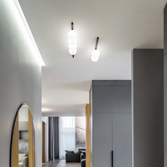 Binomio pl2 ideal lux plafoniera nera sfere vetro