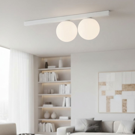 Ideal lux binomio pl2 plafoniera moderna bianca con sfere vetro