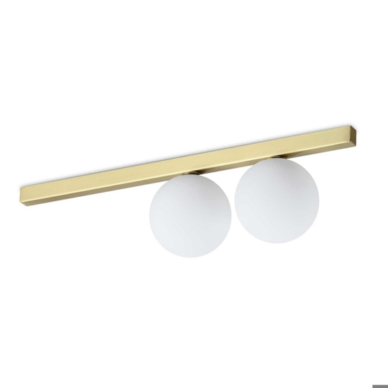 Binomio pl2 ideal lux elegante plafoniera ottone due luci vetro bianco