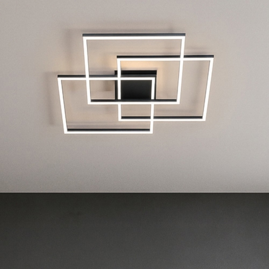 Frame pl quadrato ideal lux plafoniera a led 35w 3000k nera moderna