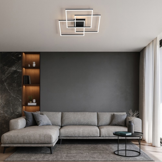 Frame pl quadrato ideal lux plafoniera a led 35w 3000k nera moderna