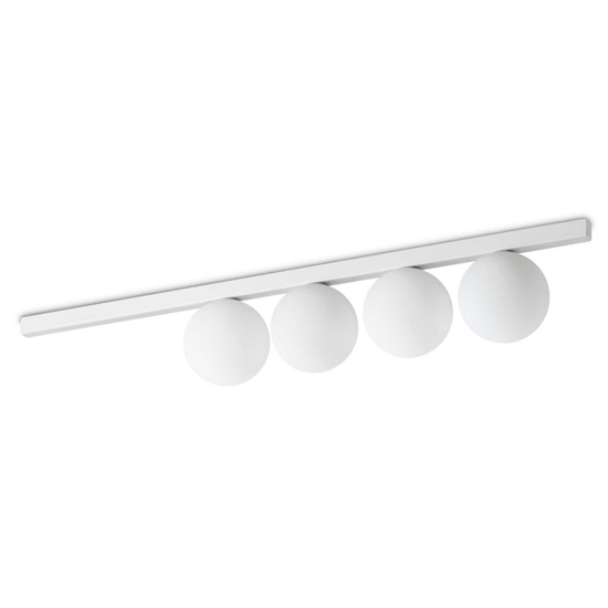 Ideal lux binomio pl4 plafoniera bianca sfere vetro moderna