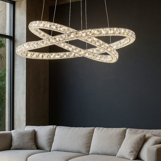 Lampadario doppio anello ovale cm85 led 50w 3500k