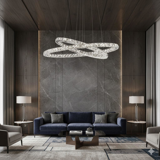 Lampadario doppio anello ovale cm85 led 50w 3500k