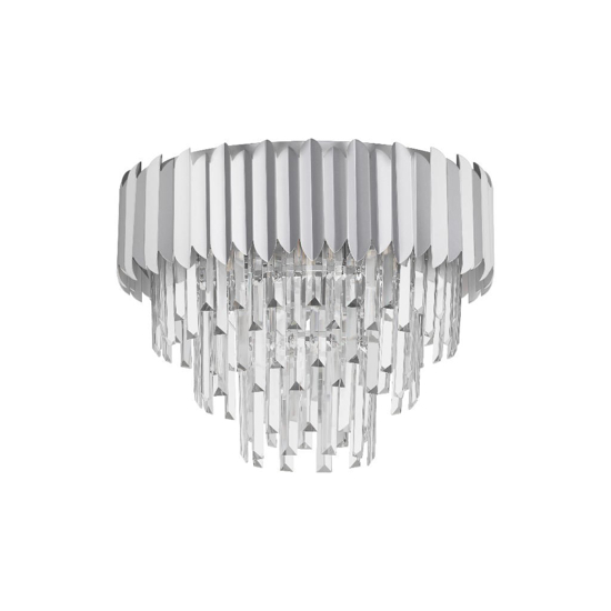 Plafoniera contemporanea per salotto cromo e cristalli 50cm