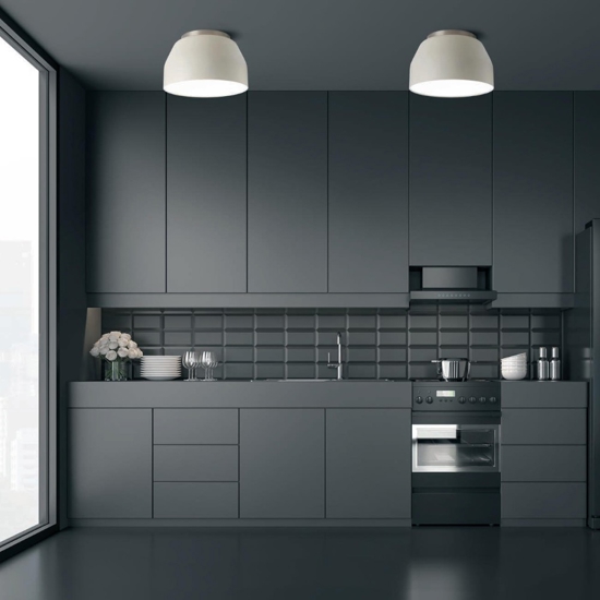 Plafoniera da cucina rotonda mug miloox design moderno tortora
