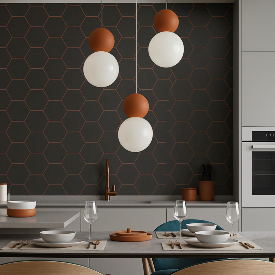 Top light cottage lampadario da cucina moderna 3 luci sfere rosse